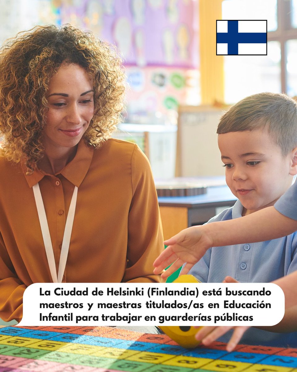 FacultadEducUll's tweet photo. ✅ Oferta de empleo en Helsinki (Finlandia).

🇫🇮 La Ciudad de Helsinki (Finlandia) está buscando 20 maestras/os tituladas/os en Educación Infantil para trabajar en guarderías públicas. 

🗓️Solicitudes abiertas hasta el 15 de marzo. 

➕ INFO: https://t.co/F97QG0HcXI https://t.co/SGGGYVLwCi