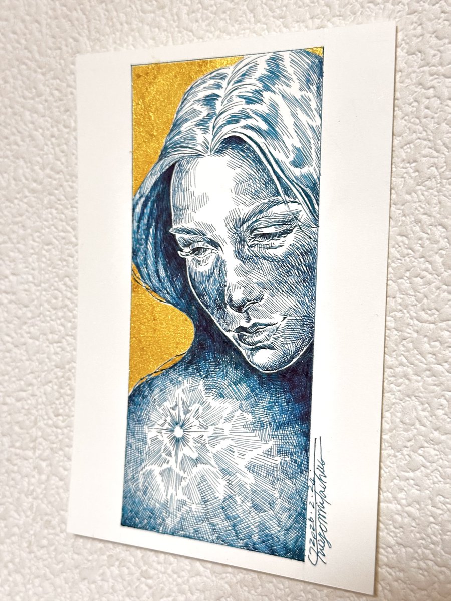 Reverie” 画用紙に万年筆画 立花清美 @kiyomiartT @KiyomiartP 2026.2.24.