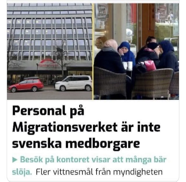 ⚠️Vad håller Sverige på med?

- har politiker tappat förståndet fullständigt.

Nu sitter muslimer på Migrationsverket som inte är svenska medborgare och utvisar kristna invandrare som försörjer sig själva och släpper in 10 000 tals anhöriga muslimer!