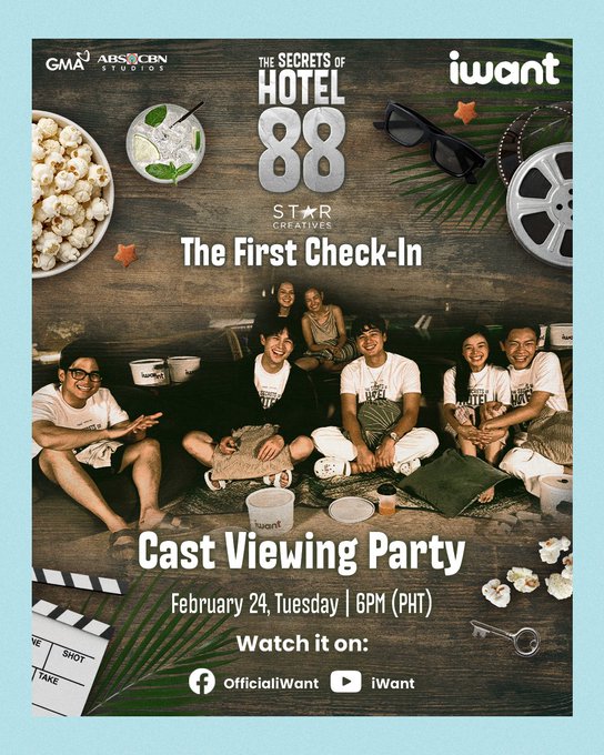 PaPiPh50823's tweet photo. Catch #TheSecretsofHotel88 First Check-In cast viewing party video tonight at 6 PM! ๐จ๐งณ
Kumusta kaya ang reactions nila sa first episode? ๐ซฃ
Watch it later on the #iWant Facebook page & iWant YouTube channel.
๐ฅ๐ป๐ฑ
#TSOH88OniWant #StarCreativesTV
#ABSCBNStudios #GMA https://t.co/BBeZkgZ2h7