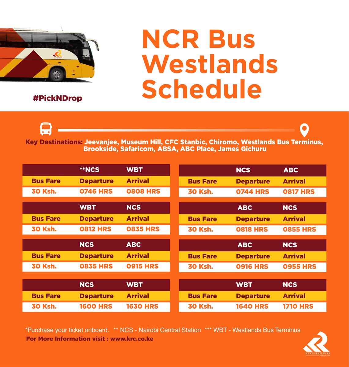 KenyaRailways_'s tweet photo. Navigating rush hour time in Nairobi has never been easier!
The Nairobi Commuter Rail Passenger Service connects rail and road getting you to your destination in record time via the Nairobi Commuter Bus Service! 

#NCRBusService #RightOnTrack #NCR https://t.co/iBbMgsOIu9