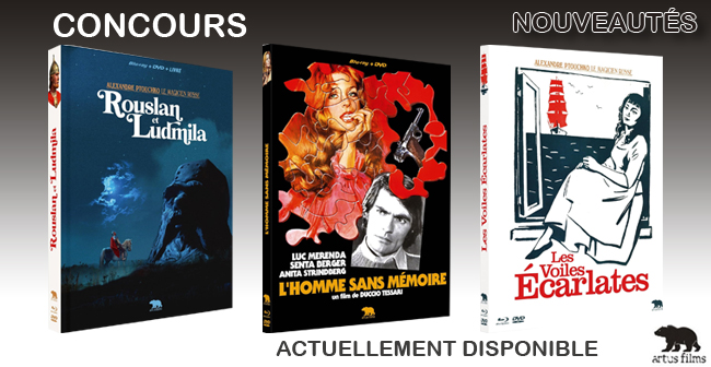 🎁🎁🎁 [CONCOURS] 🎁🎁🎁
Tentez de gagner des combos BLU-RAY/DVD de Les Voiles Écarlates, L'Homme sans Mémoire et Rouslan et Ludmila
Le formulaire de participation - tinyurl.com/ymyp3ybr
➡️ Follow + RT = +1 chance de gagner
<a href="/ArtusFilms/">Artus films</a> #Concours #DVD #Bluray