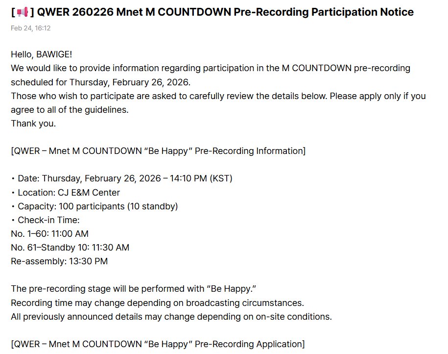BE HAPPY ON MCOUNTDOWN??? OUT OF NOWHERE?????