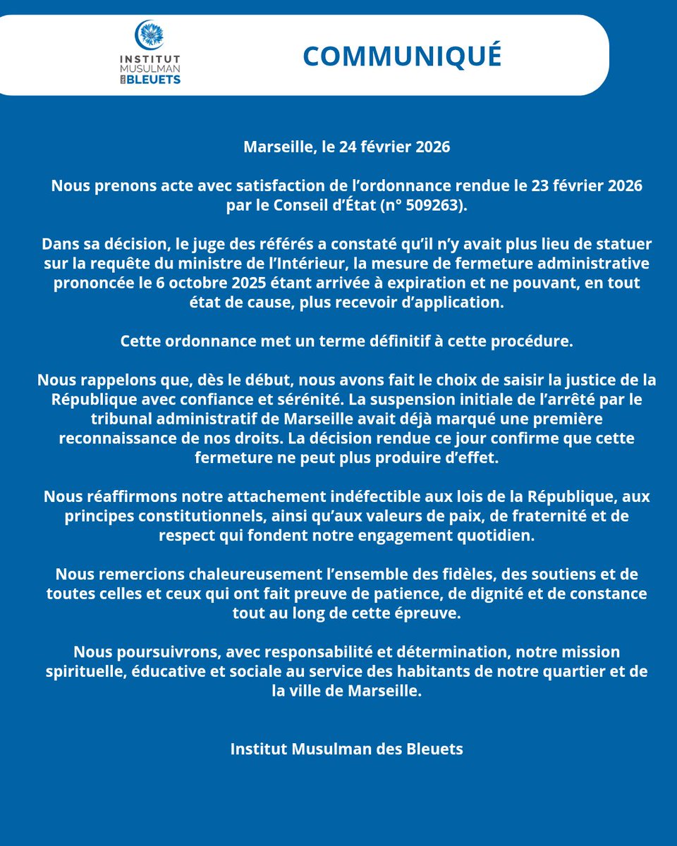 Institut Musulman des Bleuets tweet media