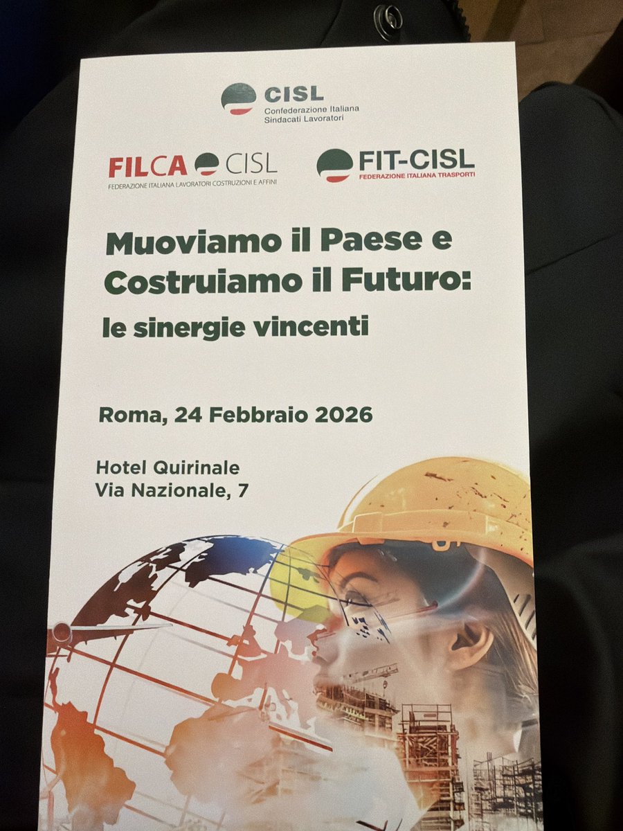 filcabari's tweet photo. FILCA CISL Bari presente a Roma al convegno
“Muoviamo il Paese e Costruiamo il Futuro”.
Sinergie tra edilizia e trasporti = infrastrutture, sicurezza, lavoro di qualità e sviluppo dei territori.
La filiera è partecipazione.
@FilcaCisl @CislNazionale @FitCisl
#Filca #Cisl #Infrastrutture #Lavoro