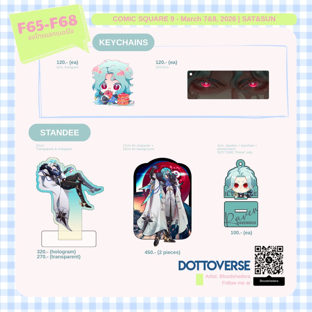My part for #CQ9 in Thailand (both Sat &amp; Sun, 7-8 March, 2026) only #Dottore will be sent.

Hope you can find your favorite item from these, feel free to tag me because I won't be there 😭🙏