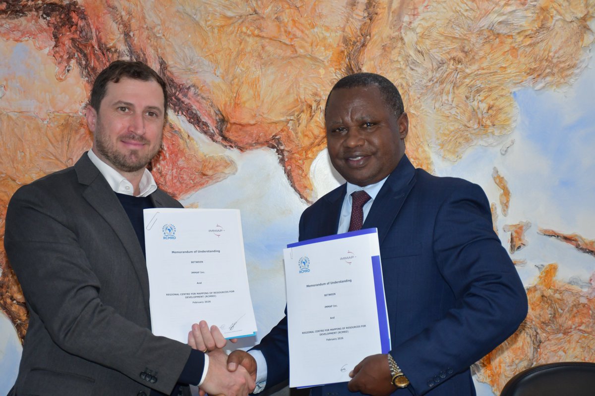 📍RCMRD, Nairobi, Kenya | 24 Feb 2026
RCMRD and <a href="/iMMAP_Inc/">iMMAP Inc.</a> . have signed an MoU to strengthen collaboration in #geospatial technologies and disaster response.

The partnership will enhance emergency response and surge support, build capacity in geospatial and information