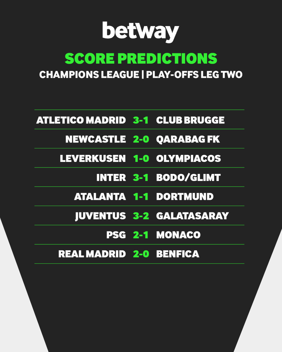 betway's tweet photo. The second legs of the UCL play-offs and we're expecting PLENTY of goals... ⚽️

18+ | https://t.co/mDfkUoImZi https://t.co/5wNjs4Xo0h