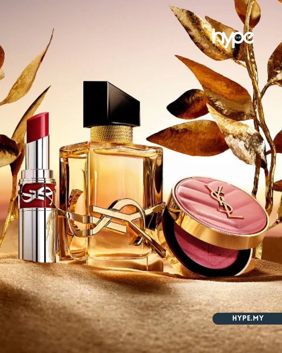HypeMY's tweet photo. #YSLBeauty has marked a milestone with its first-ever global Eid Mubarak campaign named ‘The Golden Celebration’ featuring Malaysian actor and ambassador, #Meerqeen. Inspired by the golden desert and the softness of an iftar sunset among radiant golden leaves, the campaign captures the magic of Eid through YSL Beauty’s signature bold and edgy aesthetic.

Read more via link in our bio.