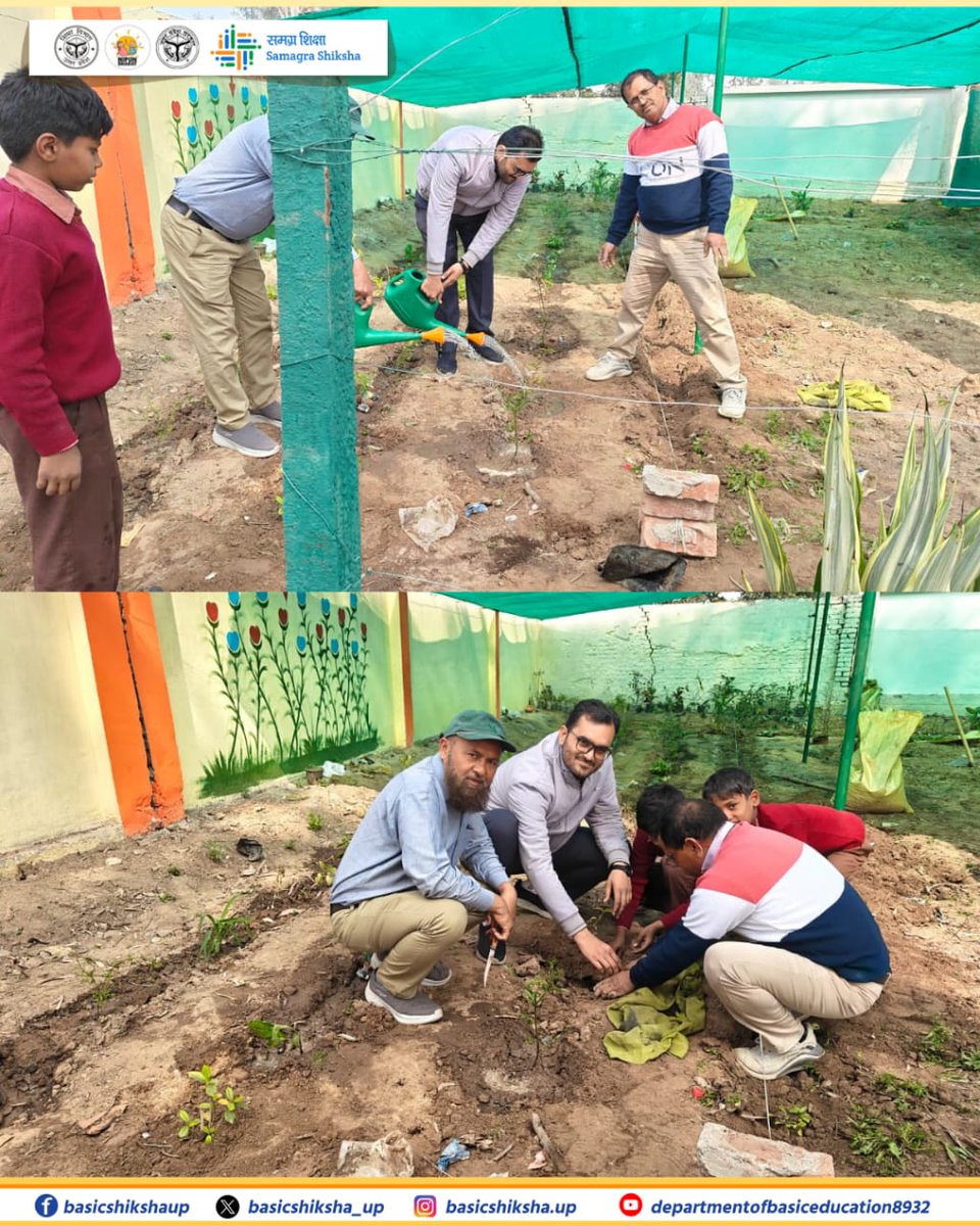 basicshiksha_up's tweet photo. हरित संकल्प: पौधों से सजे भविष्य के बीज

पीएम श्री कंपोजिट विद्यालय धर्म नगरी (मोहम्मद देवमल-बिजनौर) में ईको क्लब के अंतर्गत पौधारोपण कार्यक्रम आयोजित किया गया, जिसमें विद्यार्थियों, शिक्षकों एवं जिला समन्वयक (प्रशिक्षण) के मार्गदर्शन में विद्यालय परिसर में विभिन्न प्रजातियों के पौधे लगाए गए तथा बच्चों को पर्यावरण संरक्षण, वृक्षों के महत्व एवं उनकी देखभाल के प्रति जागरूक किया गया।

इस अवसर पर विद्यालय परिवार ने 'एक पेड़-एक जीवन' का संदेश देते हुए लगाए गए पौधों के संरक्षण का सामूहिक संकल्प लिया।

बेसिक शिक्षा विभाग, उत्तर प्रदेश विद्यालयों में प्रकृति-सम्वेदनशीलता, पर्यावरणीय उत्तरदायित्व और सतत जीवन-मूल्यों को विकसित करने हेतु निरंतर प्रतिबद्ध है।

#BasicEducation #SchoolEducation
 #SamagraShiksha  #BasicEducationUP
#BasicShikshaUP