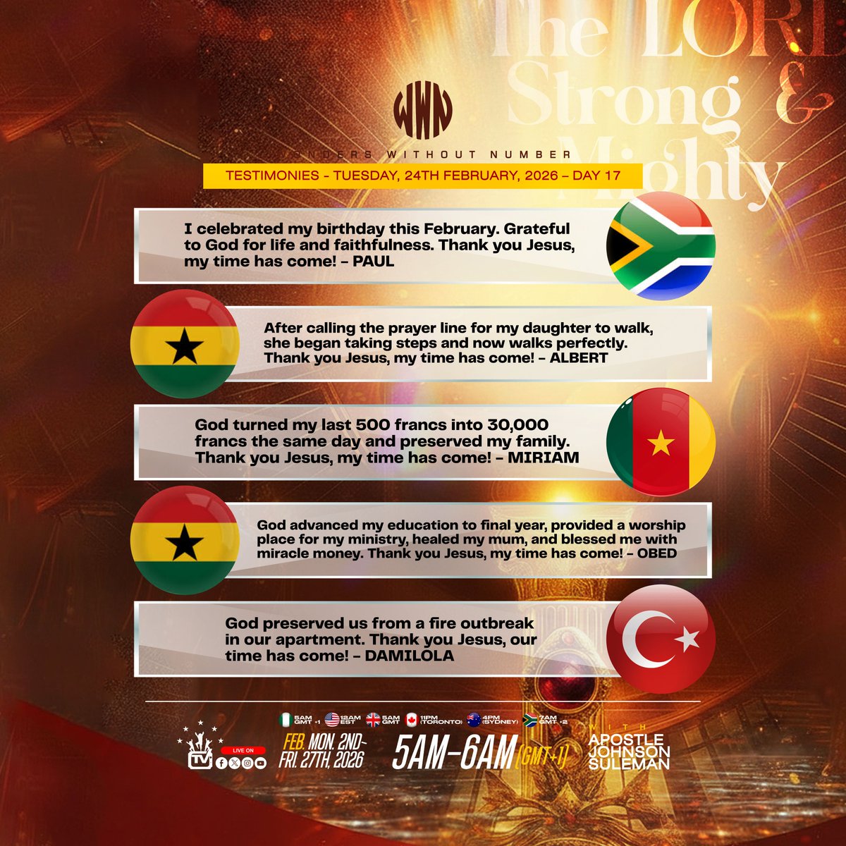 APOSTLESULEMAN's tweet photo. In My Life, No Man Shall Say Where Is My GOD (Psalm 79:10)

#ApostleSulemanLIVE #WWN #SetYourAltarOnFire🔥 https://t.co/28CCPMAECF