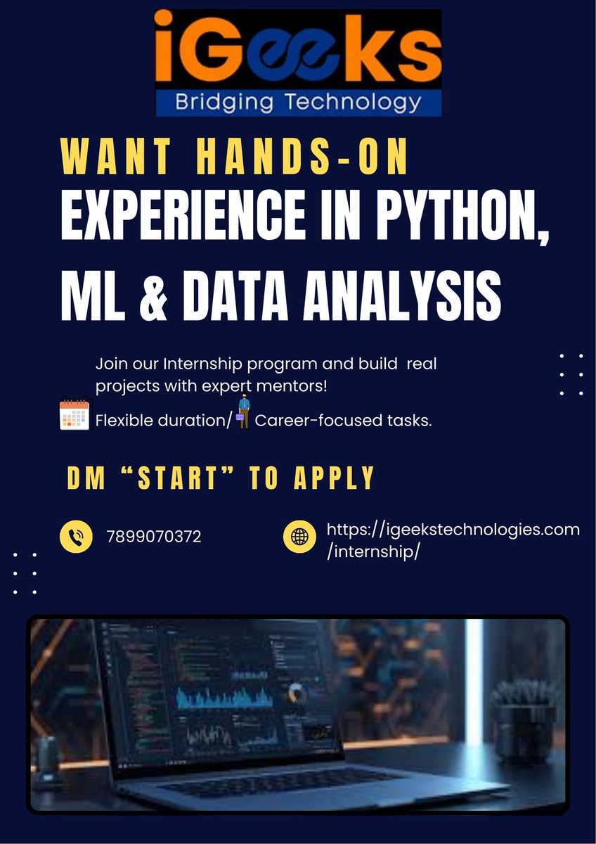 iGeeks5's tweet photo. https://t.co/xeNuYAwgVN
#InternshipIndia
#DataScienceInternship https://t.co/bVInzKuySl