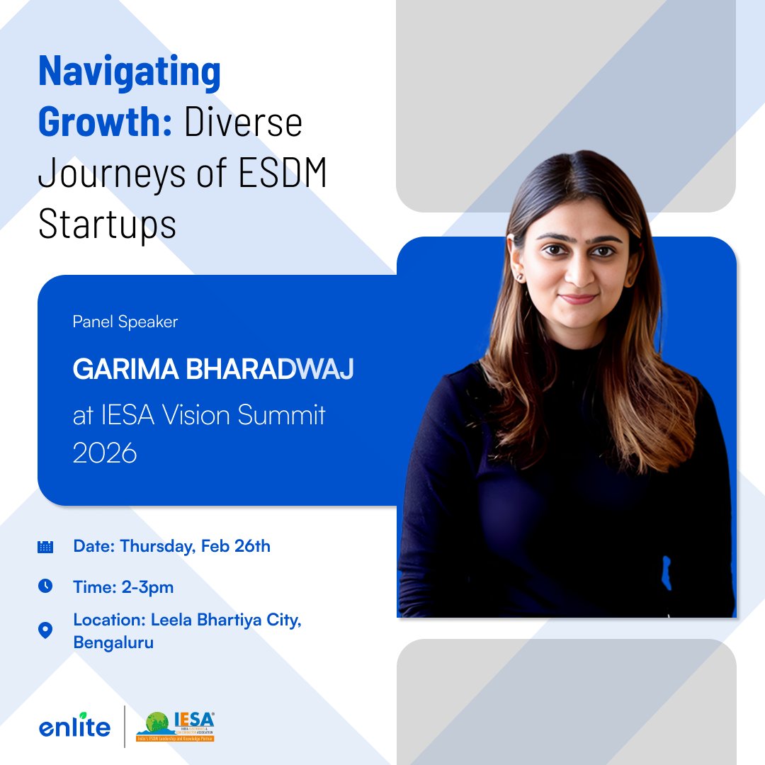 We’re proud to share that Garima Bharadwaj, Co-founder &amp; CTO at Enlite Research, will be speaking at the India Electronics and Semiconductor Association Vision Summit 2026 in Bengaluru.

#IESA #VisionSummit2026 #ESDM #Semiconductors #DeepTech #Enlite