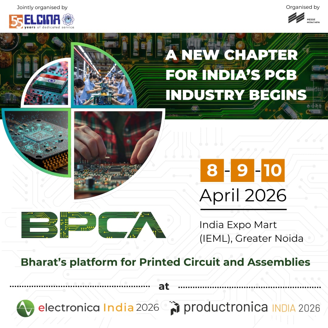 electronic40200's tweet photo. BPCA 2026 – Bharat’s platform for Printed Circuit Boards and Assemblies – happening from 8–10 April 2026 at India Expo Mart (IEML), Greater Noida.

Register Now: https://t.co/TL2aWYuqbP

#electronicaIndia #productronicaIndia #powerplayinelectronics #electronica #productronica https://t.co/ATbwQacjf6