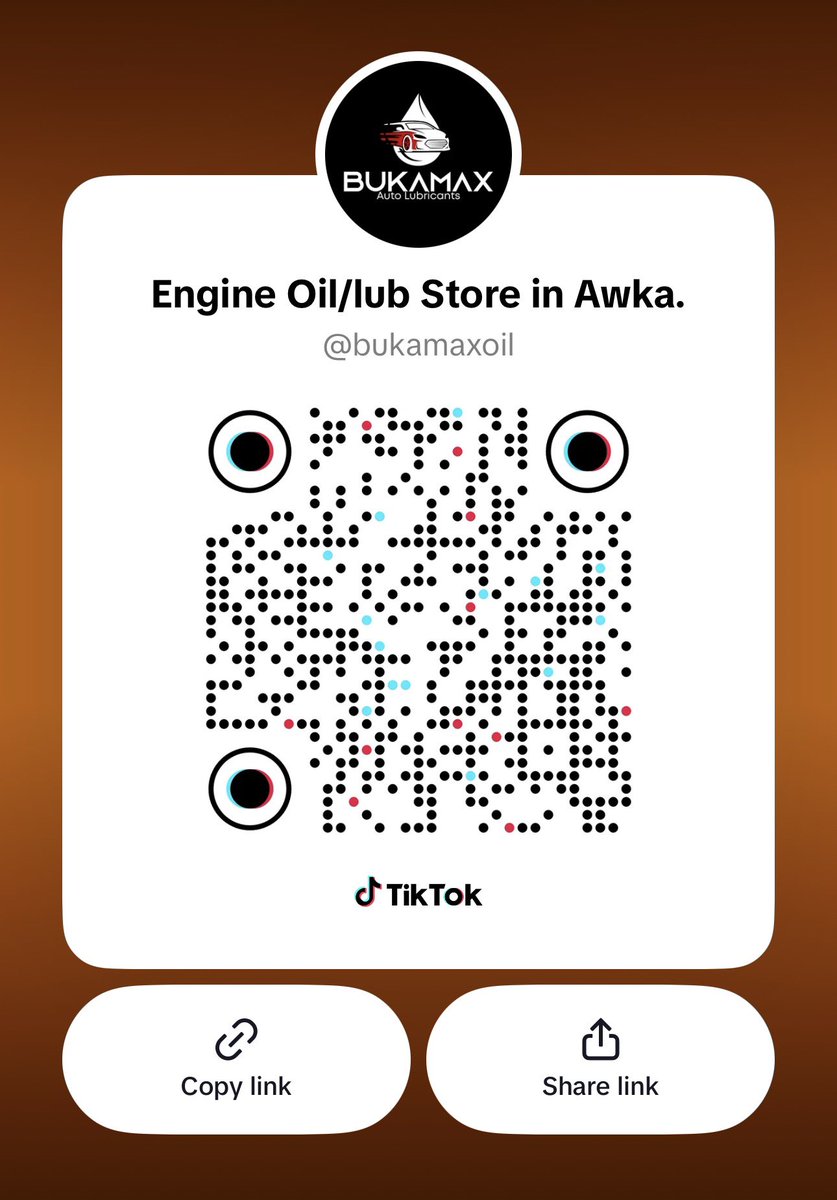 Bukamax Auto Lubricants is a new business in Awka and we are trying to grow our business page and we are soliciting for your support by following our business page🙏. Your support will really go a long way 

TikTok: tiktok.com/@bukamaxoil?_r…