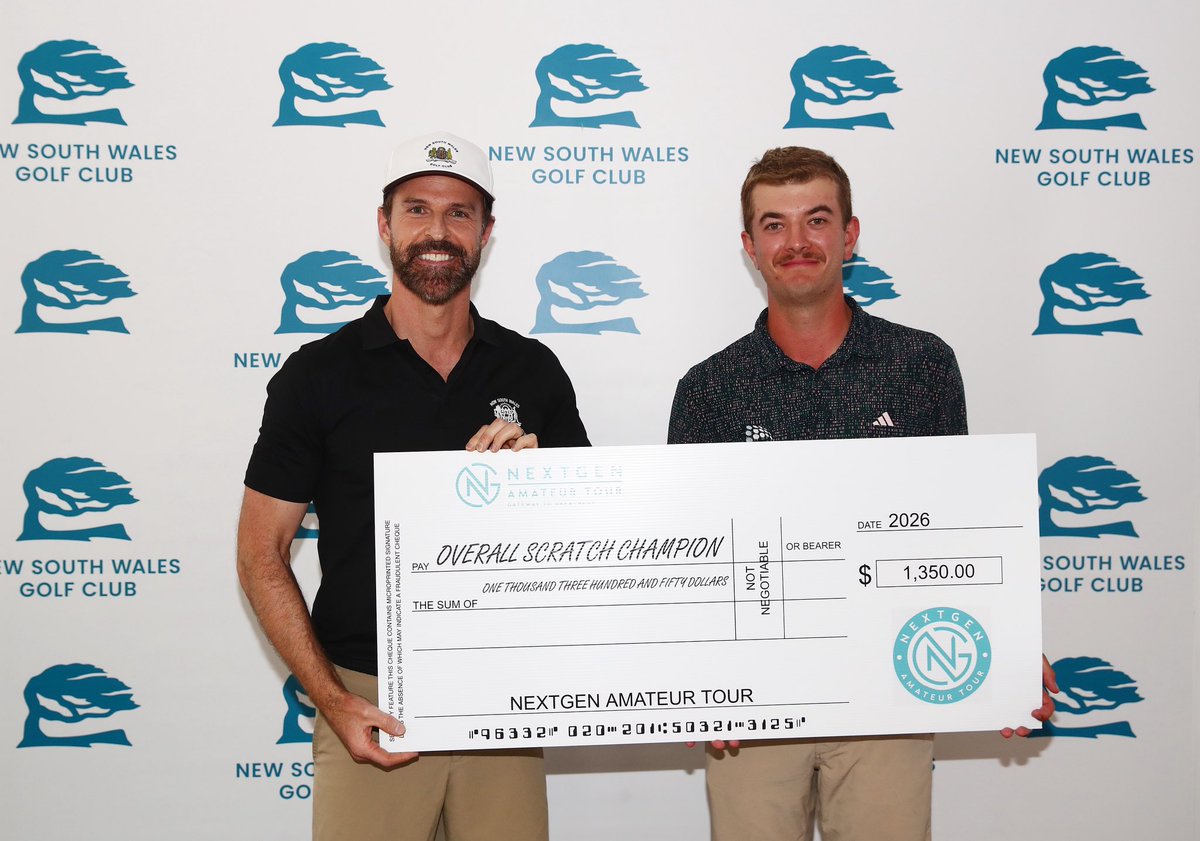 nextgenamtour's tweet photo. The first event of our 2026 NextGen season has been completed. Congratulations to Coby Carruthers on his 🏆 in the NSW Cup &amp; Silver Cup at one of the world’s Top 50 courses, New South Wales GC. Coby was dominant throughout the wk finishing at -11 for 54 holes. Next stop Q-School! https://t.co/CqSrr1iuXE
