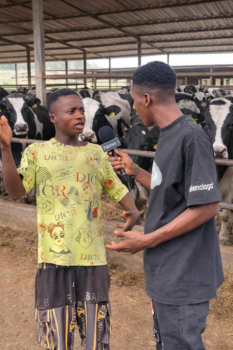 Interviewer: How much milk does your cow produce?

Farmer: Which one, the black one or the white one?
Interviewer: The black one.
Farmer: 2 litres per day.
Interviewer: And the white one?
Farmer: 2 litres per day

Interviewer: Your cows look healthy. What do you feed them?