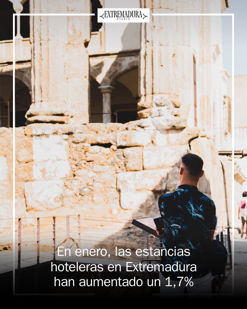 📊 ¡Buenas noticias para el turismo en Extremadura! En enero, las estancias hoteleras aumentaron un 1,7%, alcanzando 119.781 pernoctaciones. La región se posiciona entre los mejores de la serie histórica. ¿Cómo impactará esto en nuestra economía? 🏨... mrf.lu/hgSV