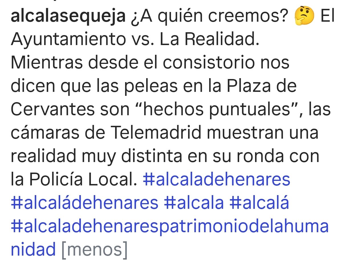 politicaalcala's tweet photo. Es una vergüenza la inseguridad de la Ciudad con este Gobierno de Alcalá. Nunca había estado así. Y tan abandonada https://t.co/Ai6pMGc2Kf