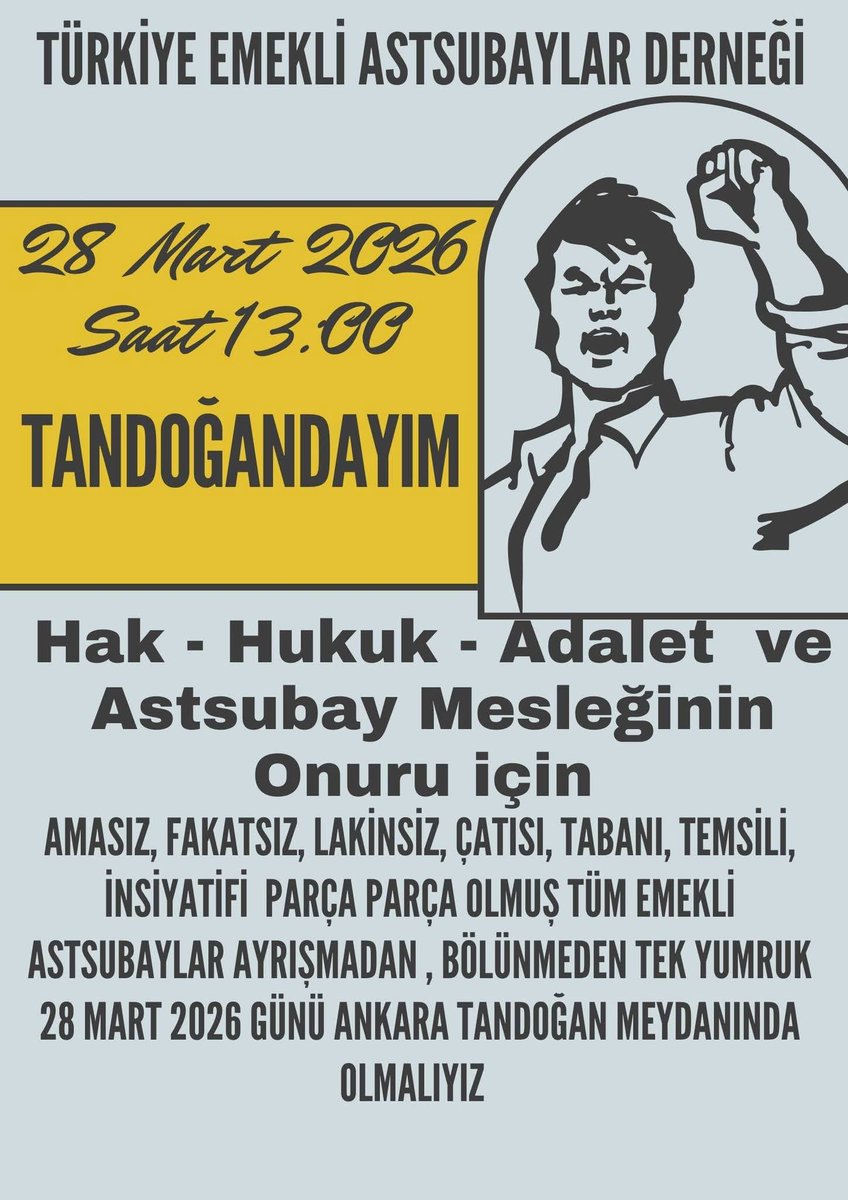 AliELK4's tweet photo. @CaferDemir1989 28 Mart 2026 da Tandoğan Meydanına bekliyoruz. https://t.co/dBUJ2Px4iu