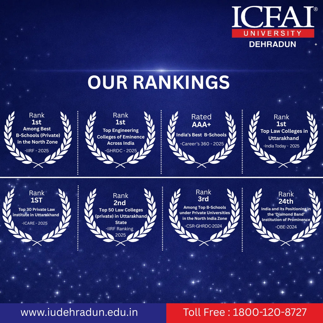 🏆 Excellence that Speaks. Rankings that Lead.🏆
ICFAI University, Dehradun continues to earn national recognition across Management, Engineering, and Law disciplines.
🌐 iudehradun.edu.in
📞 Toll Free: 1800-120-8727
Apply Now : forms.gle/g3BmJZpmKxy64U…