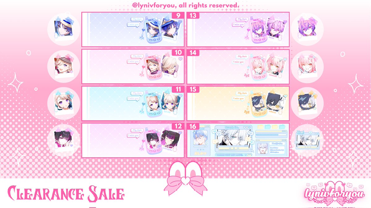 lynivforyou's tweet photo. Help rt please, thank you! <3

Hai haii 🐰 lyni ada 73 clearance sale layout 2D! ( genshin, hsr, zzz, animanga, etc ) price mulai dari 4k–10k yaa~ bisa langsung ditake melalui dm 💬 payment via spay/bca◝(ᵔᗜᵔ)◜

#zonauang #zonajajan #zonaba

( 4/10 ) https://t.co/jkOBWAW0Vv