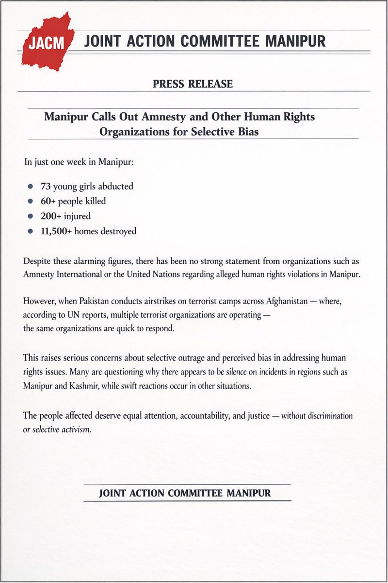 Manipur Calls Out the Double Standards and Bias of Human Rights Organizations.