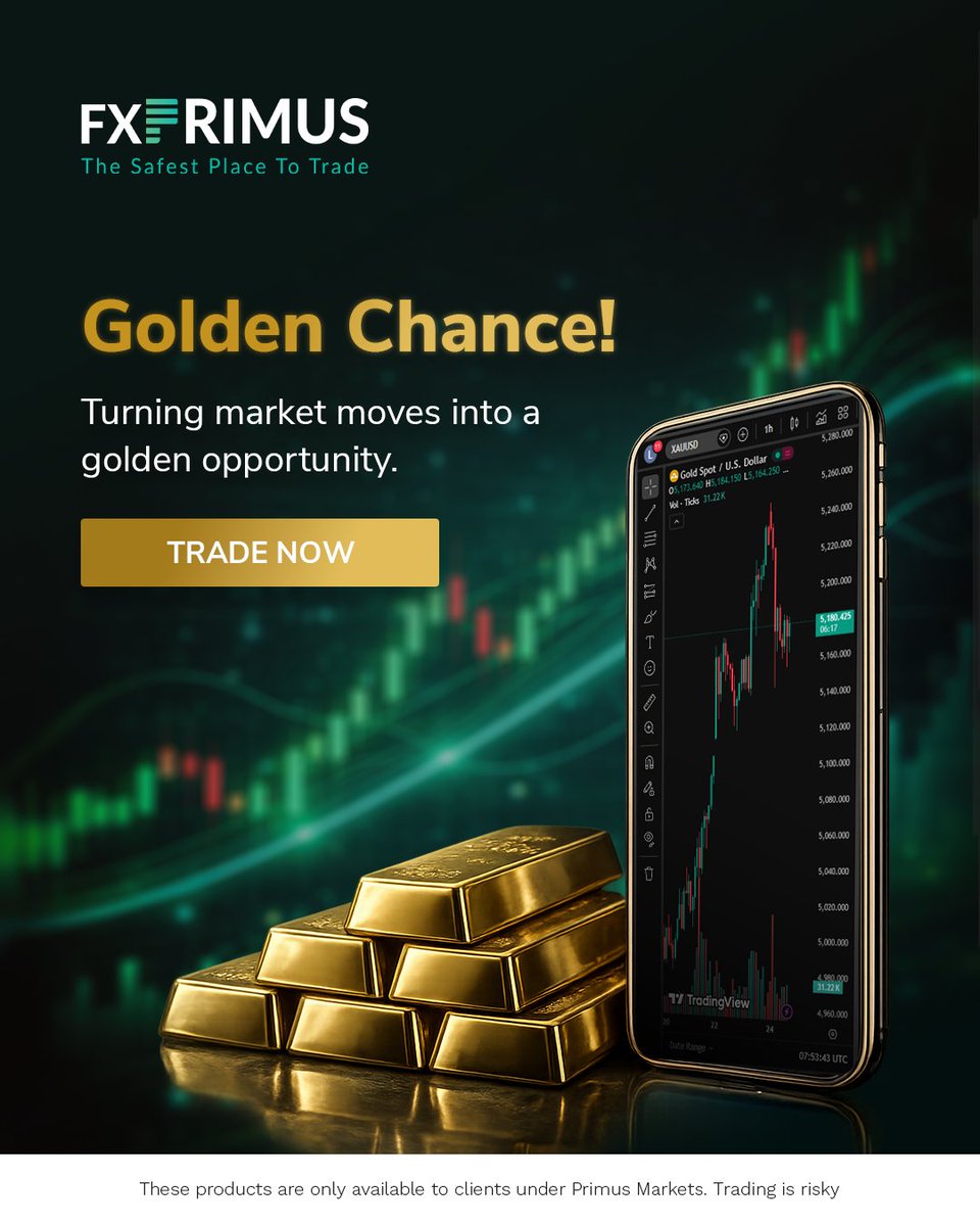 FXPrimusoffical's tweet image. Transforming market momentum into your next big opportunity.
Each move matters. Each move creates a Golden Chance. ✨📈

#Trading #gold #FXPrimus