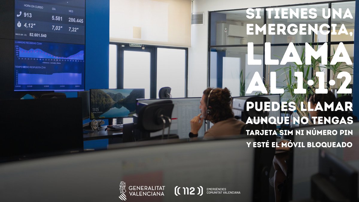 📲¿Sabías que puedes llamar al teléfono de emergencias 1·1·2 incluso con el teléfono bloqueado, sin tarjeta SIM o número pin?

📶El único requisito es disponer de cobertura móvil de algún operador, aunque no sea el tuyo.