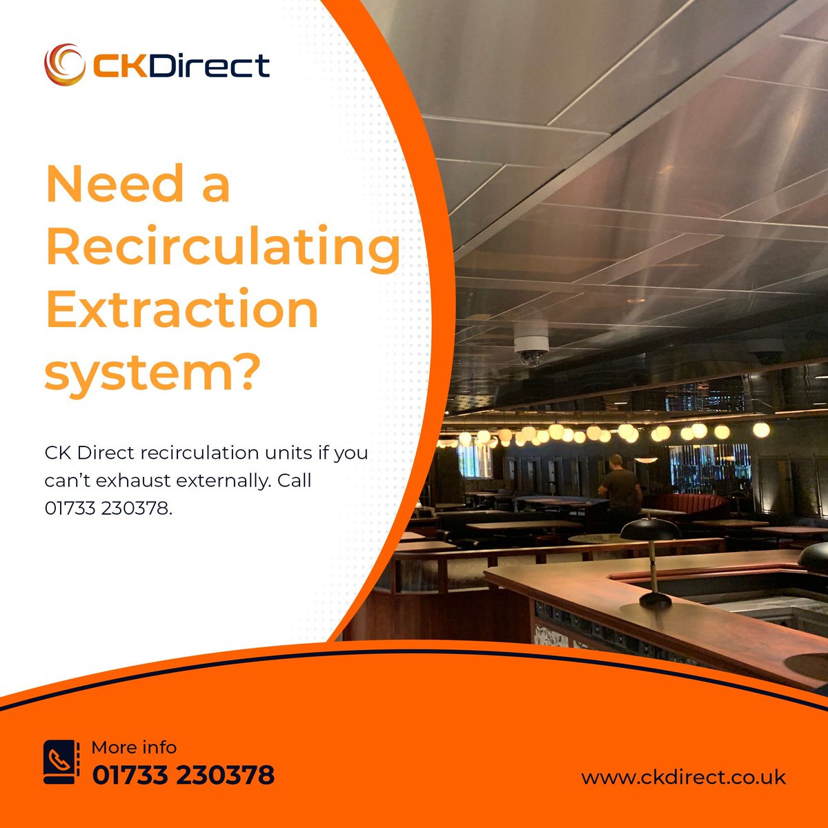 Need a Recirculating Extraction system? 
CK Direct recirculation units if you can’t exhaust externally. Call 01733 230378. ckdirect.co.uk/product-catego…