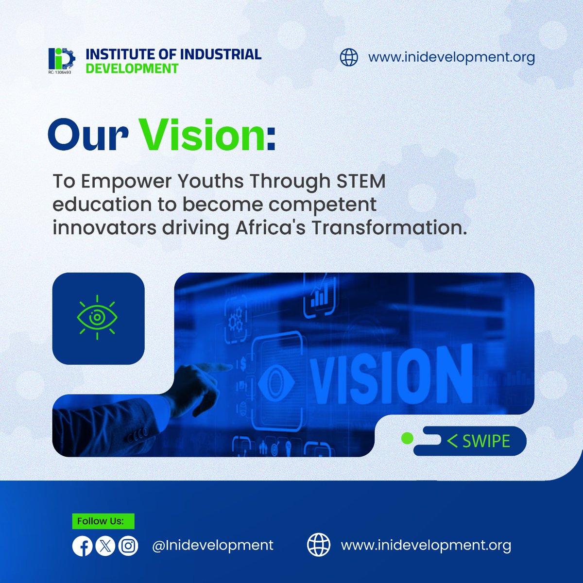 Inidevelopment's tweet photo. New mission.
New vision.
Stronger purpose for the necessary Impact.

#IID 
#BridgingEducationAndIndustry 
#Agenda2063 https://t.co/1WUTocnAQa