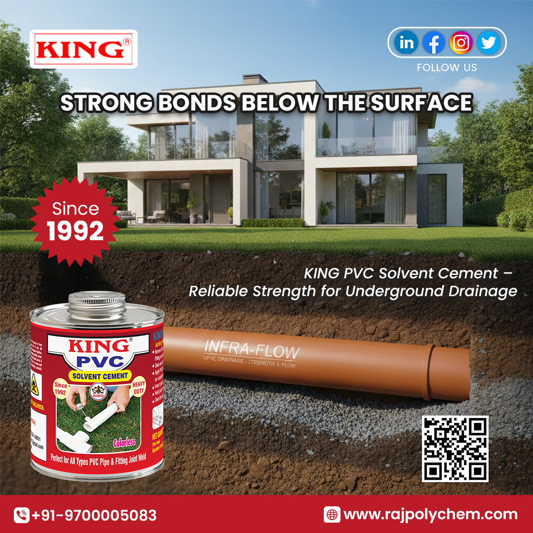rajpolychem's tweet image. Strong Bonds Below the Surface 💪
KING PVC Solvent Cement
✔ Underground Pipe Strength
✔ Leak-Proof Bond
✔ Since 1992
📞 +91 9700005083
🌐 rajpolychem.com
#KINGPVC #SolventCement #Drainage #Construction #RajPolyChem #MadeInIndia