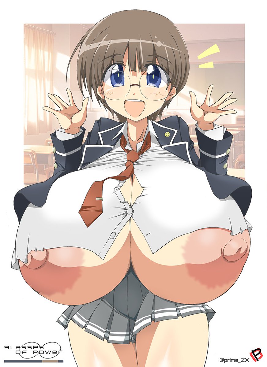 以前描いたショトカ眼鏡ちゃんの胸部装甲強化verを描きました。 