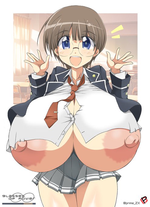 以前描いたショトカ眼鏡ちゃんの胸部装甲強化verを描きました。 