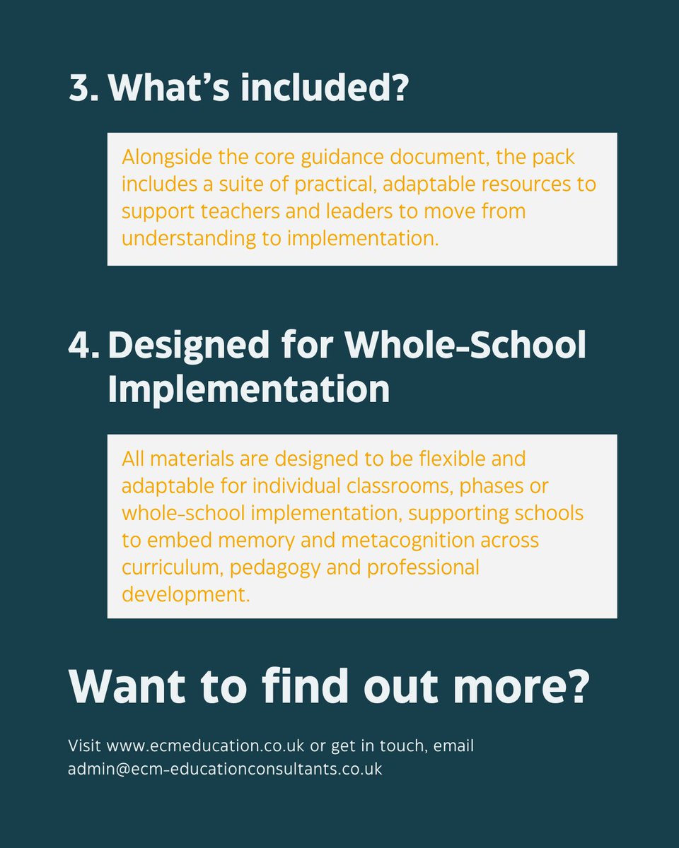 ECM_Education's tweet photo. Stop layering strategies. Start building learning that sticks.

Our Improving Memory, Stickability &amp; Metacognition Pack turns cognitive science into clear, classroom ready practice.

https://t.co/7DL86bQIc7

#Education #Metacognition #CognitiveScience #SchoolLeadership https://t.co/WzmVvbz8B2