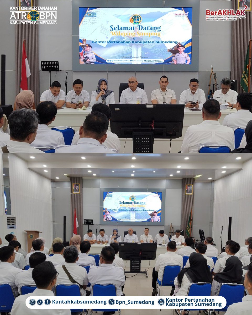 bpn_sumedang's tweet photo. 24 Feb 2026 — Kantor Pertanahan Kabupaten Sumedang memberikan pembekalan kepada PPPK yang akan mulai bertugas 2 Maret 2026.
Prioritas: tuntaskan PDDM &amp; capai target PTSL 21.000 bidang. Siap kerja profesional &amp; kolaboratif!
✨ Berita selengkapnya:
https://t.co/pQcPXdZOyK https://t.co/BNznvq08YG