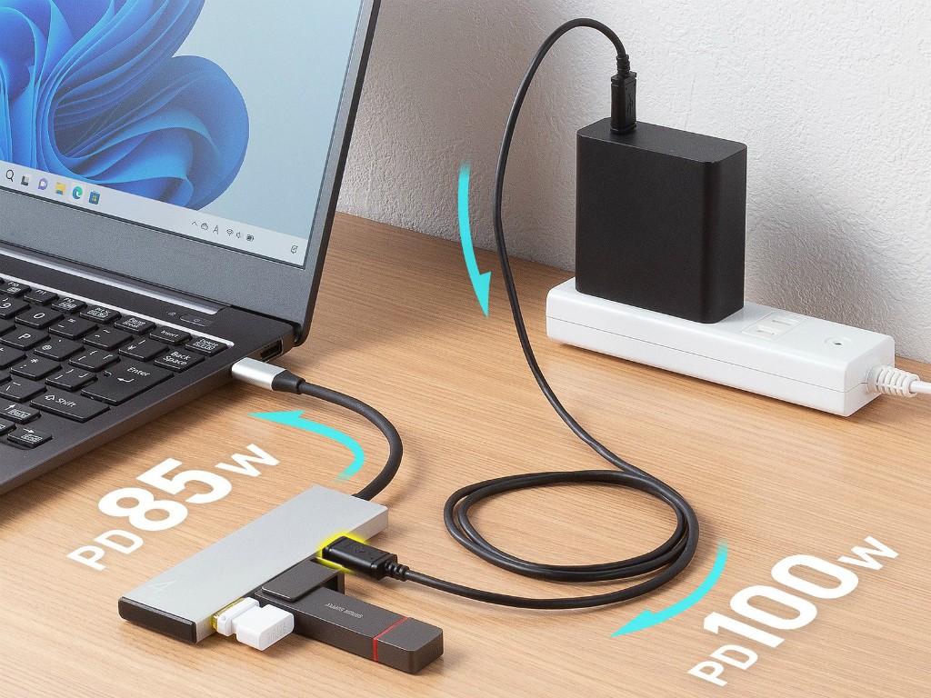 hermita_akiba's tweet image. 【リリース】サンワサプライ、厚さ8mm・重さ40gの超スリムな4ポートUSB Type-Cハブ「USB-10TCP38SV」本日発売

全ポート10Gbps対応に加え、PD 100W入力（最大85W給電）をサポート。放熱性に優れたアルミ筐体採用で、持ち運びにも最適。 gdm.or.jp/pressrelease/2…
#サンワサプライ #USBハブ #TypeC