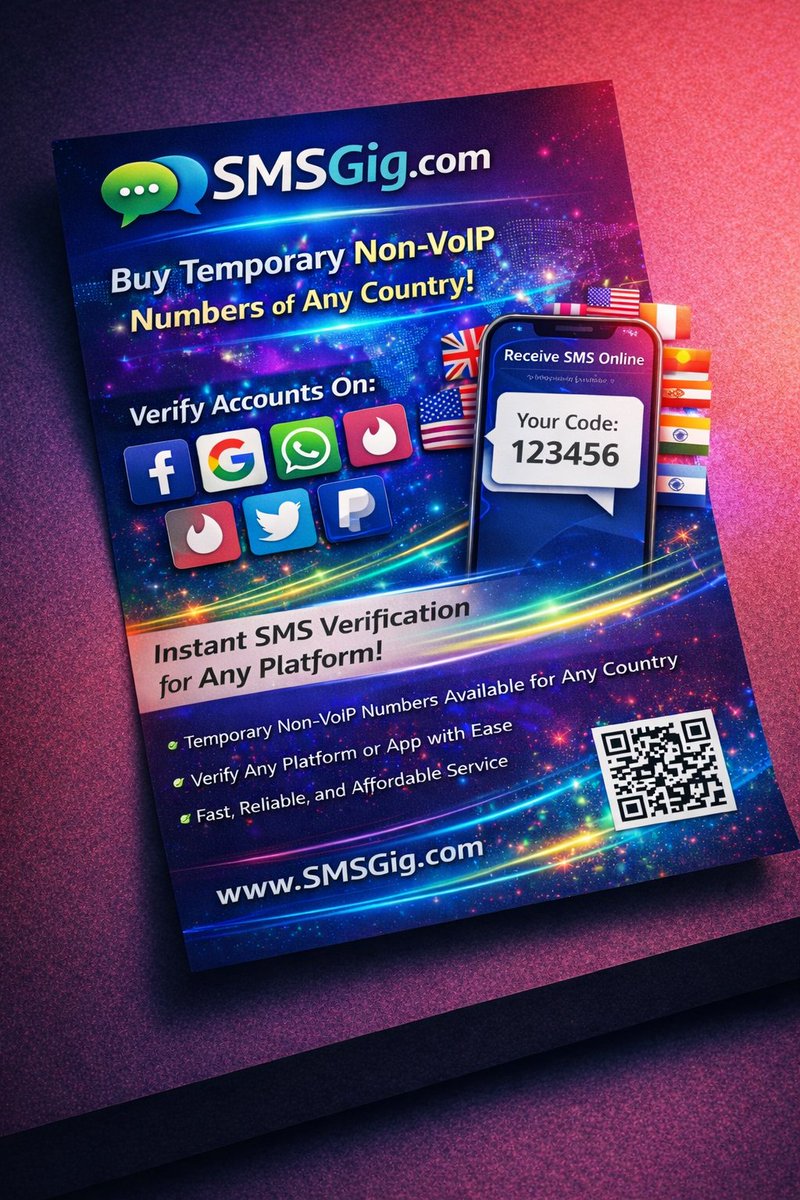 ZavierMemes's tweet photo. 🚀 Need fast &amp; reliable SMS verification?

SMSGig gives you instant access to temporary NON-VoIP numbers from multiple countries — perfect for verifying apps and online platforms.

✅ Real non-VoIP lines
✅ Instant SMS delivery

Start in seconds 👉 https://t.co/SxhIeBUBmC https://t.co/qDiFGot47q