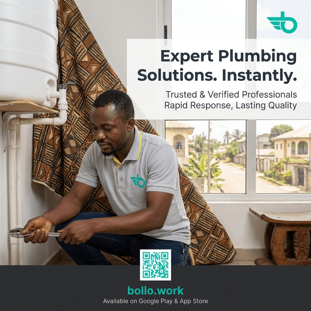 bollo_work's tweet image. Water pressure issues? 💧 No wahala, our expert plumbers dey ready to help you fix am! Contact Bollo for verified services. #WaterProblems #BolloApp
#CameroonServices,#Plumbing,#DrySeason