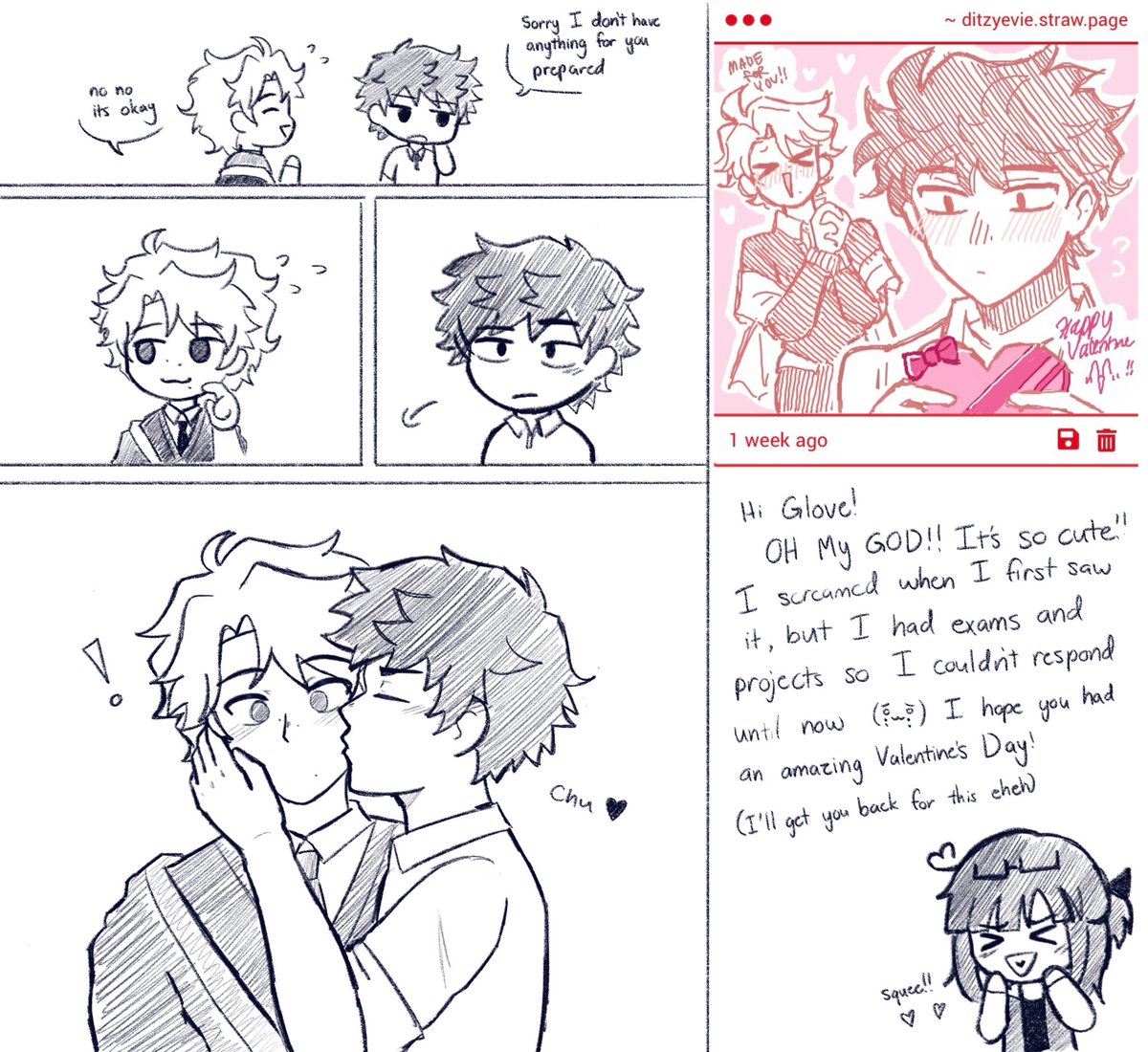 DitzyEvie's tweet photo. THANK YOU SO MUCH FOR THIS GLOVE 😭💖💖💖💖 Happy late Valentine’s Day!! I was motivated to draw something small in between school stuff because of your adorable drawing 🥹💖 #coldfront #augwin https://t.co/RNEcMLlsDj