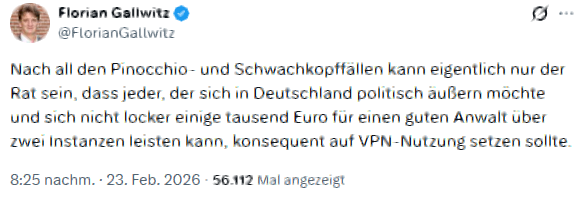 Nachdem nun mehrere Leute, denen ich folge, diesen Beitrag geteilt haben, Herr Gallwitz mich blockiert hat, so daß ich nicht anderweitig kommunizieren kann, möchte ich an dieser Stelle eindringlich darauf hinweisen, daß dieser Rat völlig am Kern der Sache vorbei geht und die