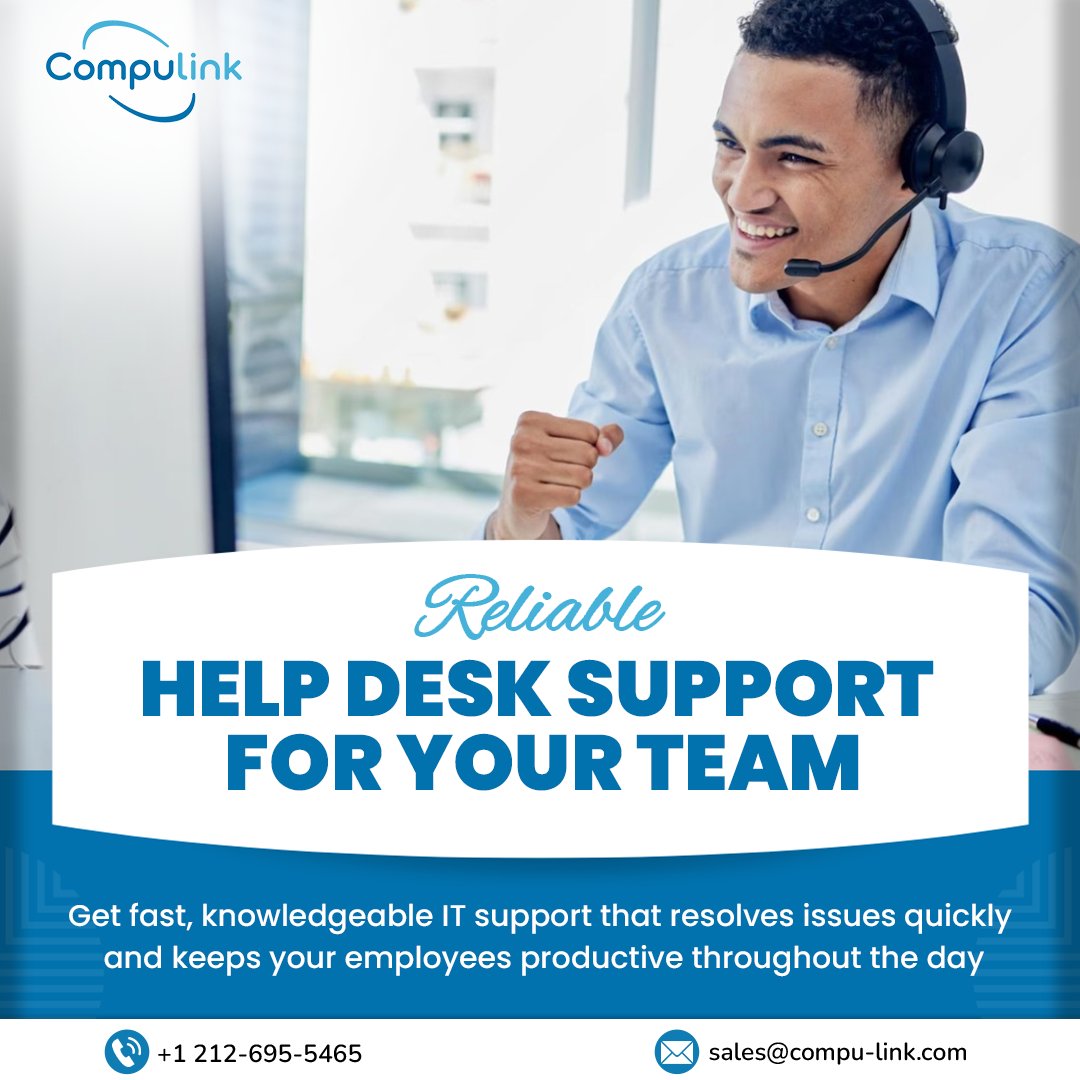 CompulinkTech's tweet image. Keep your team productive with reliable, responsive help desk support.
.
Contact no.- +1 212-695-5465
Email id: sales@compu-link.com
Website: compu-link.com
.
#HelpDeskSupport #ITSupport #ManagedITServices #TechSupport #compuLink