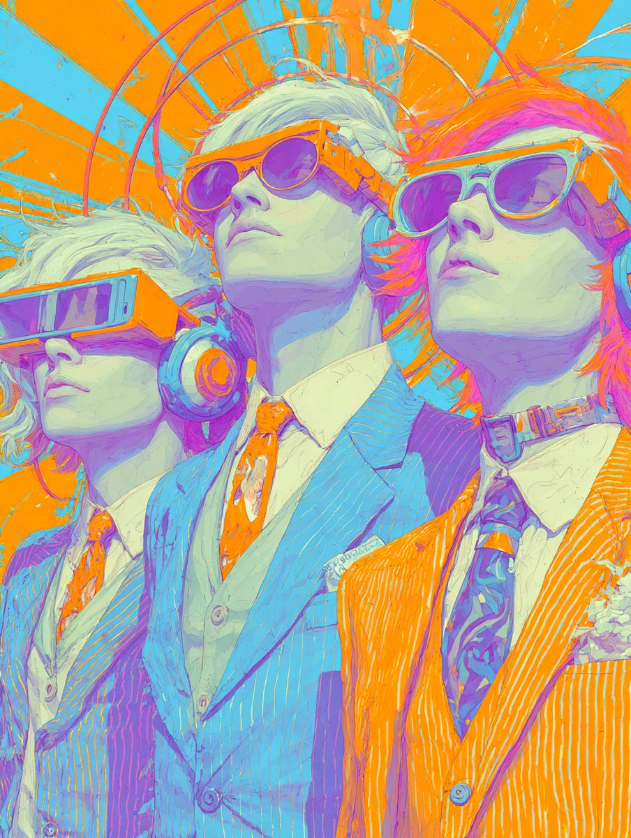 phokuinc's tweet image. Trippy Vaporwave Corporate silhouettes, VR dreams, sun-soaked futures #SciFiAesthetic #Vaporwave #AIArtwork