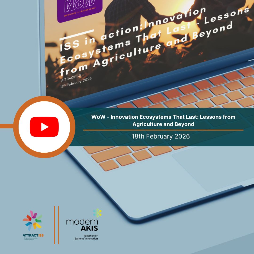 attractiss's tweet image. 🎥The latest WoW webinar recording is available!

In this session hosted by #ATTRACTISS, we explored how innovation ecosystems are built and sustained in agriculture and beyond through strong networks and collaboration. 

 👉buff.ly/deqaCJz 

#WoWEvent #AKIS #modernAKIS