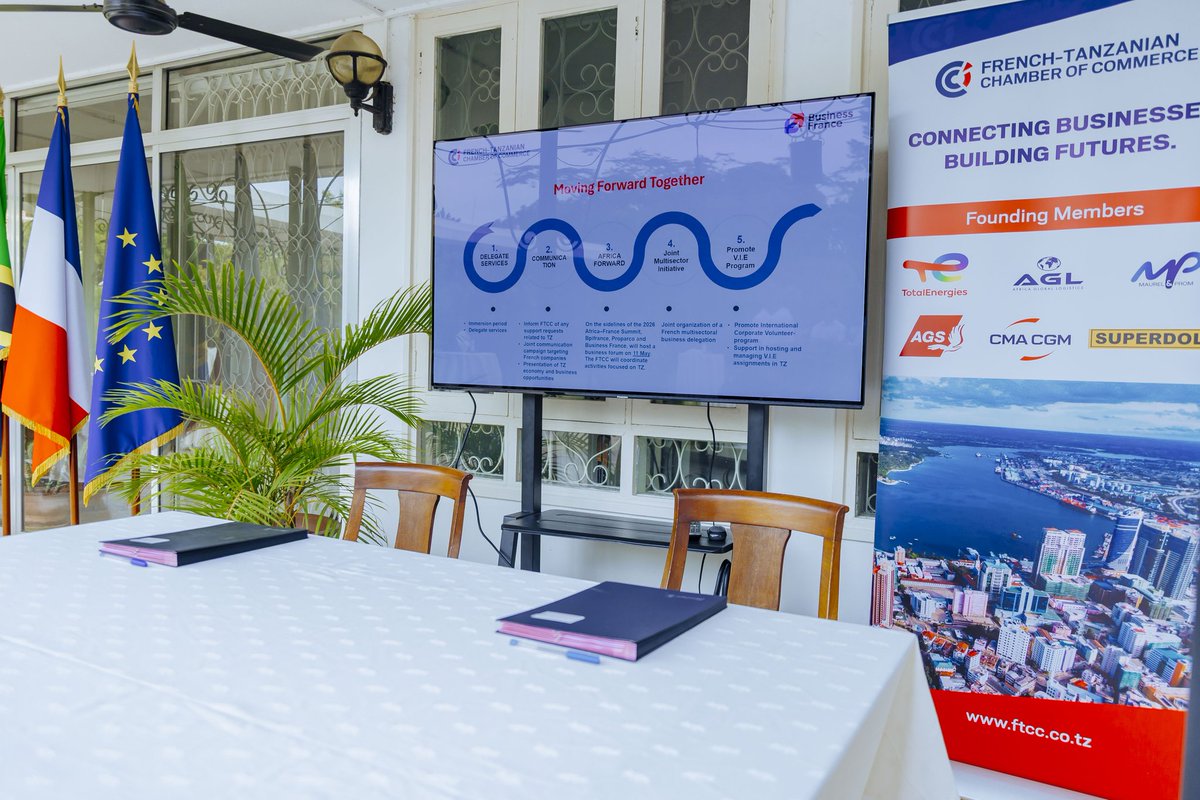 AFRIQ_Consult's tweet photo. AFRIQ Consultants attended the FTCC New Year Cocktail at the French Embassy, marking a key milestone with the signing of an MoU with Business France to strengthen economic ties. 🇹🇿🇫🇷

We look forward to a fruitful 2026! 🥂

#FTCC #BusinessFrance #Tanzania #AFRIQ #FrenchEmbassy https://t.co/sG5NPG1Nm2