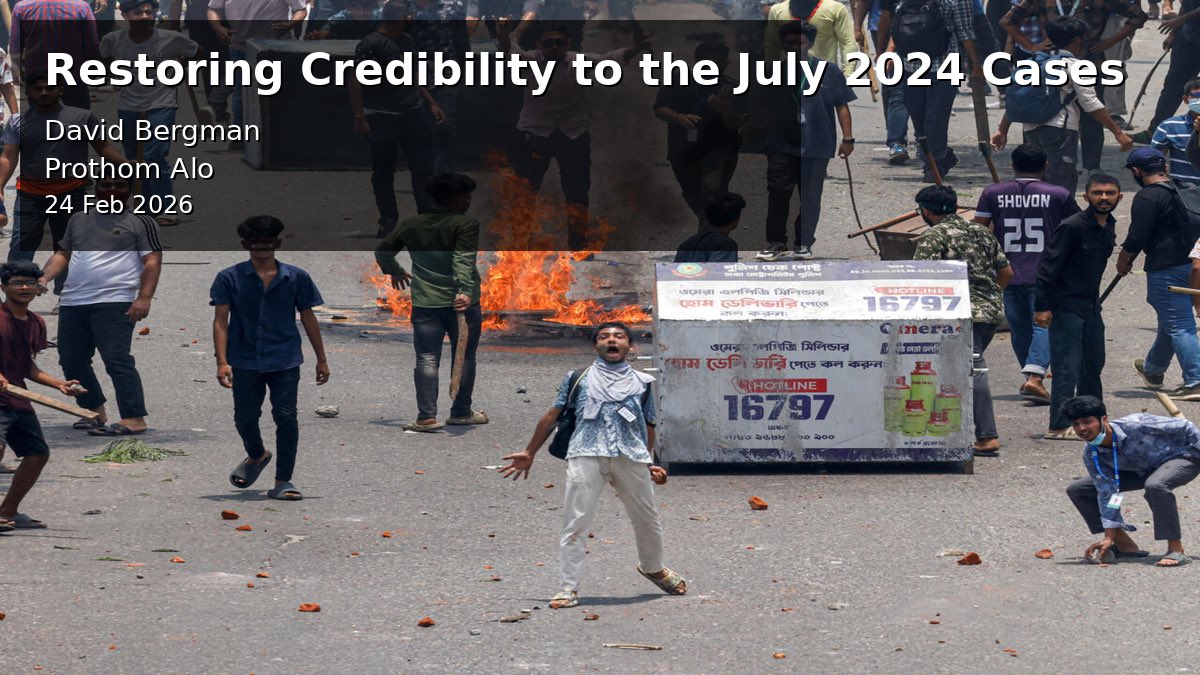 bdwatch2024's tweet photo. More than 1,500 cases related to the July–Aug 2024 #violence have been filed across #Bangladesh over the past 18 months, implicating more than 100,000 named and unnamed individuals.

There has been widespread reporting on how these cases have been used to target and detain political activists and leaders, often in the absence of credible evidence linking them to the alleged crimes. There are also alarming reports that police officers and unscrupulous political actors, primarily linked to the #BNP, have exploited these cases to extort innocent people.

Under the Interim Govt of Muhammad #Yunus, these cases were used to arrest #AwamiLeague activists and leaders en masse, subjecting many to arbitrary arrest and prolonged pre-trial detention without bail. Thousands have remained incarcerated for over a year, with little to no progress in their cases.

Now, the new government’s Home Minister, Salahuddin Ahmed, has stated that his administration will review the cases filed after 5 Aug 2024. Legal and political commentator @TheDavidBergman wrote an opinion piece in @ProthomAlo today outlining how the government could begin restoring credibility to the July–August 2024 cases. In it, he argues:

“I agree with the new Home Minister that a comprehensive re-evaluation of all FIRs relating to the July 2024 killings and injuries is necessary. Only those individuals against whom there is credible evidence of involvement in the alleged crimes should remain named.

The names of others should be removed from the FIRs — and if they have already been arrested, cases against them should be quashed. Inclusion in an FIR should depend on the existence of evidence meeting a defined threshold — such as photographic, video, or audio material, mobile phone records, or other reliable and verifiable information that substantively supports the allegation.

At the same time, this review process should not be left solely to local-level decision-making, which risks inconsistency and potential corruption. A centralised, independent unit comprising senior police officers and prosecutors should be established to oversee the review. Such a body could also coordinate with the International Crimes Tribunal investigations to ensure coherence and avoid duplication or contradiction.

The families of those killed and injured during the July protests deserve accountability. That accountability, however, must rest on a process that is transparent, rigorous, and evidence-based. It must not become a mechanism for shielding the guilty, nor allow innocent individuals to continue facing harassment or detention without proper grounds.”

Read full article here:

https://t.co/BIG0Bo4QVE

….

#BangladeshCrisis @StateDRL @justiceinfonet @amnesty @amnestysasia @hrw @PearsonElaine @UNHumanRights @Ginitastar @SRjudgeslawyers @IBAHRI @meeganguly @volker_turk @EURightsAgency @ESandersFCDO @HRF