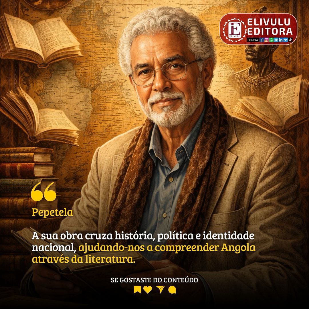 ✍🏾 𝐏𝐞𝐩𝐞𝐭𝐞𝐥𝐚

A sua obra cruza história, política e identidade nacional, ajudando-nos a compreender Angola através da literatura.

Qual livro de #Pepetela marcou mais a sua leitura?

📸 Imagem ilustrativa feita com IA

#AutoresAngolanos #Elivulu #ElivuluEditora #LerAngola