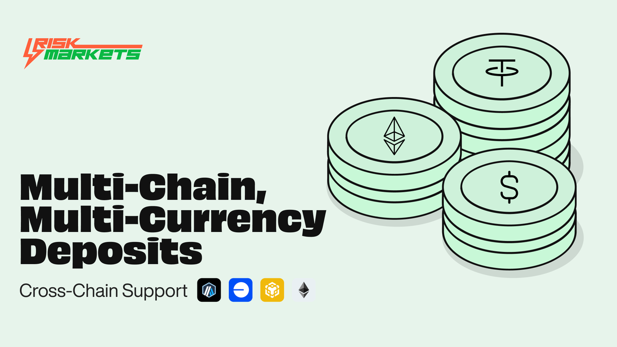 1/2 Getting started on <a href="/risk_markets/">Risk Markets</a> requires a deposit.

We recommend depositing via your connected wallet for the simplest experience ( $USDT on <a href="/arbitrum/">Arbitrum</a> ).

You can also deposit on supported networks, via the Deposit Address option:

 <a href="/arbitrum/">Arbitrum</a>, <a href="/base/">Base</a>, <a href="/BNBCHAIN/">BNB Chain</a>, and