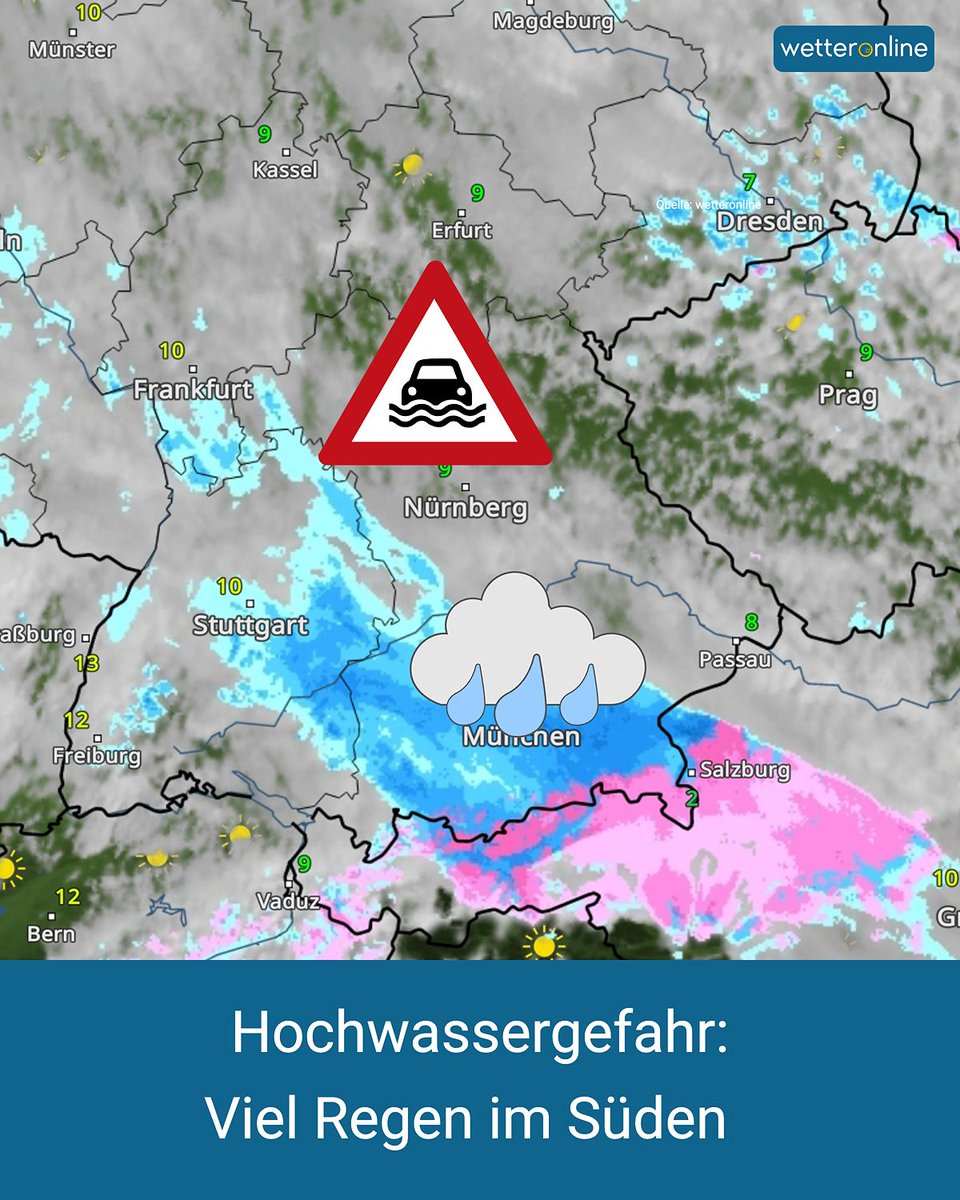 WetterOnline's tweet image. Anhaltender Regen 🌧️ und Schneeschmelze lassen viele Flüsse in Süddeutschland anschwellen.
In Nordbayern gilt verbreitet Meldestufe 2, vereinzelt sogar Stufe 3 😟
Entspannung ist aber in Sicht. 👉 to.wetteronline.de/hochwasser-bay…

#Hochwasser #Bayern #Dauerregen #Pegelstände