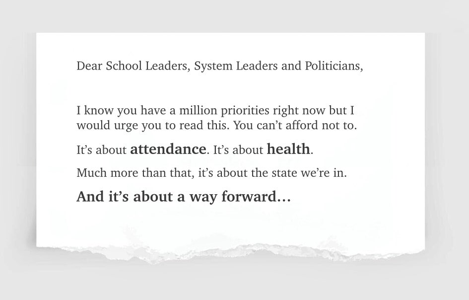 Dear School Leaders,

I know you have a million priorities right now but I would urge you to read this. You can’t afford not to.

It’s about attendance. It’s about health.

Much more than that, it’s about the state we’re in.

And it’s about a way forward.

stevebheadteacher.wordpress.com/2026/02/22/and…